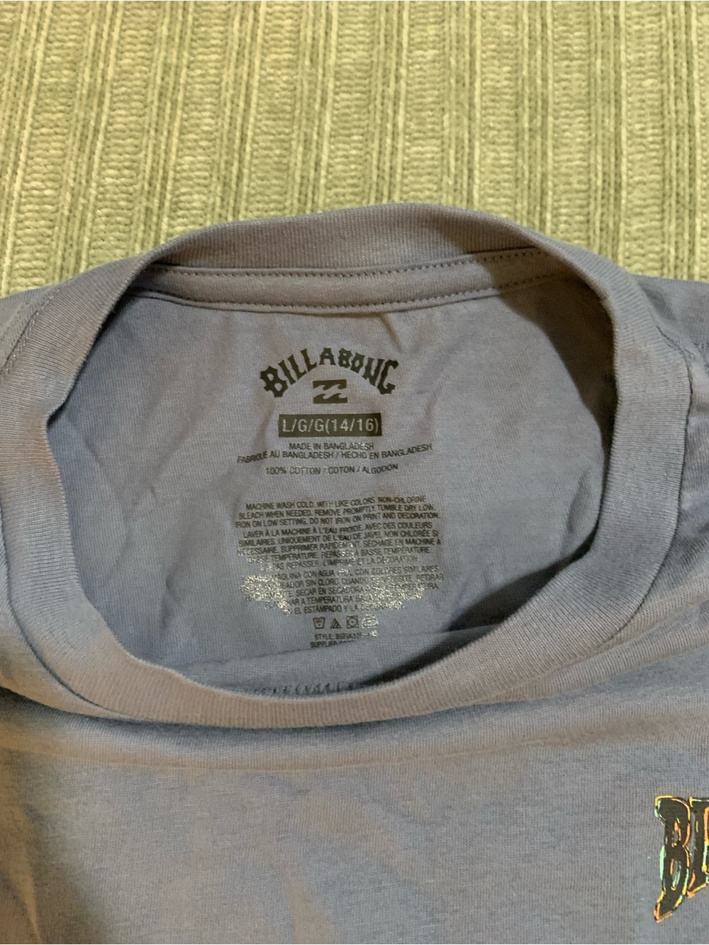 Billabong Men's Short Sleeve Logo Tee in Dusty Gray-Blue / large (14/16) in kids